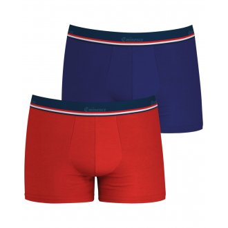 Lot de 2 boxers made in France Eminence en coton stretch rouge et bleu marine