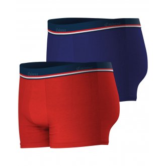 Lot de 2 boxers made in France Eminence en coton stretch rouge et bleu marine