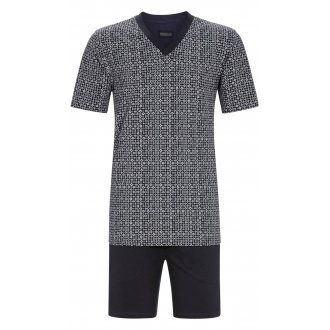 Pyjama court Ringella en coton anthracite avec manches courtes et col v