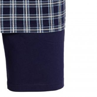 Pyjama court Ringella en coton bleu avec manches courtes et col v