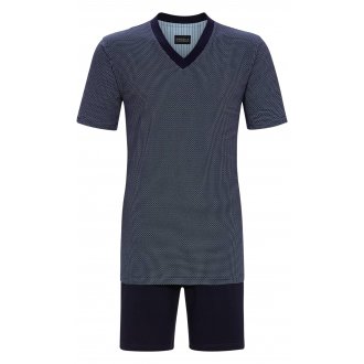 Pyjama court Ringella en coton bleu marine avec manches courtes et col v