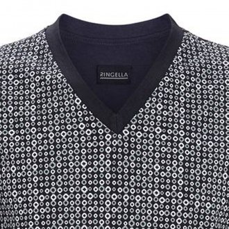 Chemise de nuit Ringella en coton anthracite avec manches courtes et col v