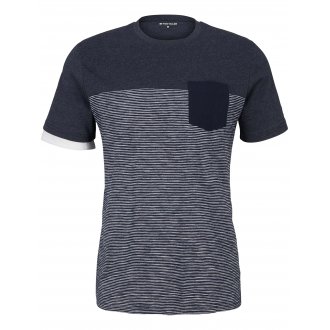 T-shirt Tom Tailor régular avec des manches courtes et un col rond marine