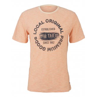 T-shirt Tom Tailor régular avec des manches courtes et un col rond pêche