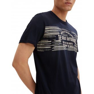 T-shirt Tom Tailor regular bleu marine avec manches courtes et col rond