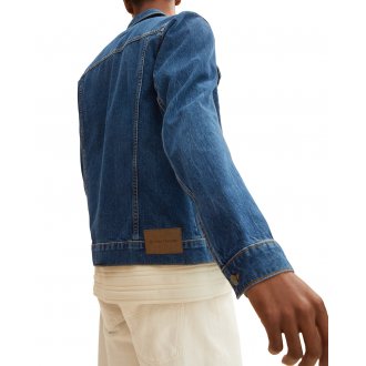 Veste en jean col français Tom Tailor en coton bleu indigo