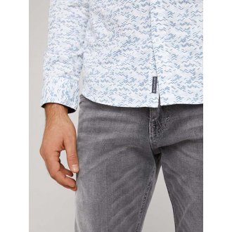 Chemise en coton Tom Tailor ajustée avec manches longues et col français blanche