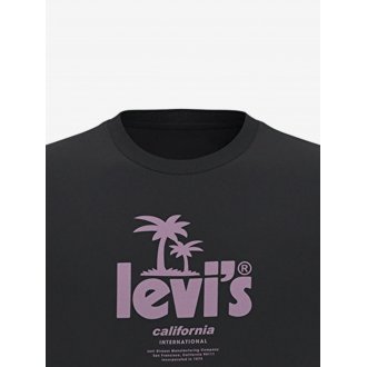 T-shirt col rond Levi's® en coton noir floqué en violet à la poitrine