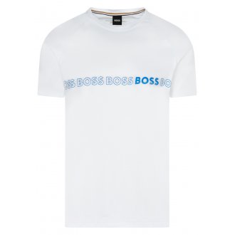 T-shirt col rond Boss en coton blanc
