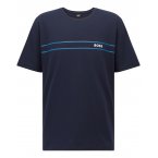 T-shirt col rond Boss en coton bleu marine uni