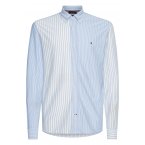 Chemise coupe droite à col américain Tommy Hilfiger blanche et bleu ciel à rayures