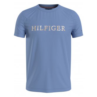 Tee-shirt col rond Tommy Hilfiger en coton bleu floqué