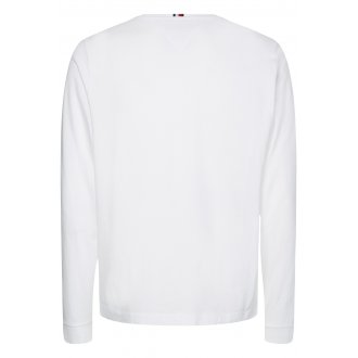 T-shirt col rond manches longues Tommy Hilfiger en coton blanc floqué