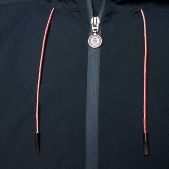 Coupe-vent à capuche zippée Serge Blanco bleu marine avec manches longues et col montant