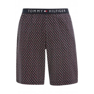 Pyjama court Tommy Hilfiger en coton : tee-shirt col rond bleu marine et short bleu marine