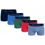 Lot de 5 boxers Tommy Hilfiger bleu marine, bleu électrique, vert, rouge et bleu