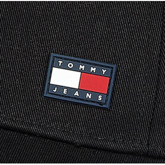 Casquette Tommy Hilfiger en coton organique noir avec patch de la marque