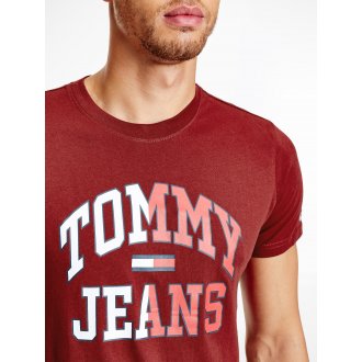 T-shirt col rond Tommy Hilfiger en coton organique bordeaux floqué
