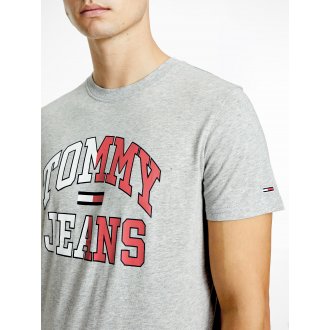 T-shirt col rond Tommy Hilfiger en coton organique gris floqué