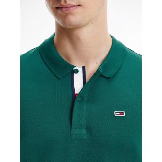 Polo Tommy Hilfiger en coton stretch vert sapin avec logo brodé