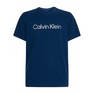 T-shirt col rond Calvin Klein droite bleu avec manches courtes
