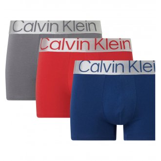 Lot de 3 boxers tricolores unis avec taille élastiquée et logo écriture