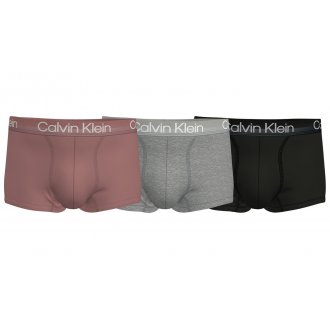 Lot de 3 boxers Calvin Klein gris chiné, noir et rouge