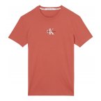 T-shirt rouge en coton biologique mélangé col rond avec logo blanc
