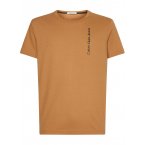 T-shirt col rond Calvin Klein en coton biologique camel avec manches courtes