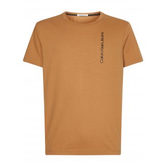 T-shirt col rond Calvin Klein en coton biologique camel avec manches courtes