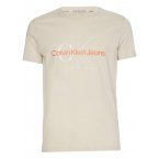 T-shirt col rond Calvin Klein en coton biologique écru avec manches courtes