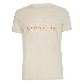 T-shirt col rond Calvin Klein en coton biologique écru avec manches courtes