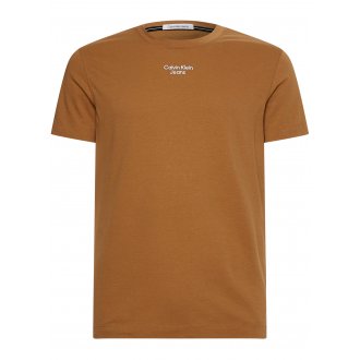 T-shirt Calvin Klein camel avec manches courtes et col rond