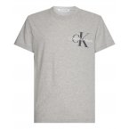 T-shirt col rond Calvin Klein en coton gris clair chiné floqué