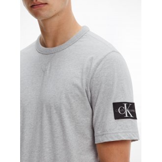 Tee-shirt col rond Calvin Klein en coton gris clair chiné