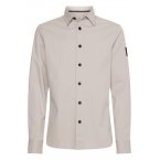 Chemise coupe ajustée à col italien Calvin Klein en coton stretch gris clair