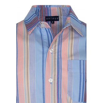 Chemise de nuit Arthur longue bleu avec manches longues et col chemise