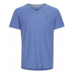 Tee-shirt col V Blend en coton bleu chiné