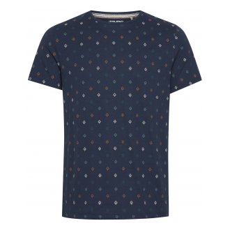 Tee-shirt col rond Blend en coton bleu marine à motifs