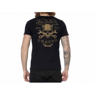 T-Shirt noir uni 100% coton coupe regular avec un col rond