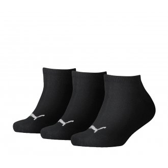 Lot de 3 paires de chaussettes basses Puma Junior en coton stretch mélangé noir