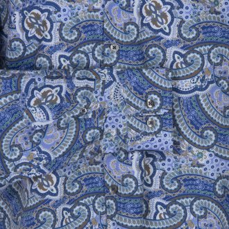 Chemise Delahaye bleu avec manches longues et col français