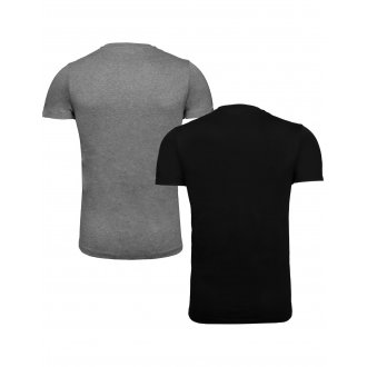 Lot de 2 t-shirts col V Diesel en coton gris chiné et noir