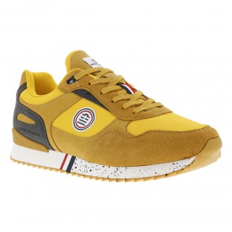 Sneakers Serge Blanco en cuir nubuck jaune à lacets plats
