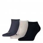 Lot de 3 paires de chaussettes basses Puma en coton stretch mélangé noir, gris chiné et bleu
