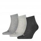 Lot de 3 paires de chaussettes Puma gris clair, gris chiné et gris anthracite