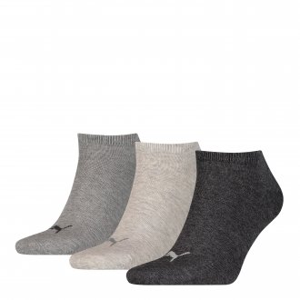 Lot de 3 paires de chaussettes basses Puma gris clair, gris chiné et gris anthracite