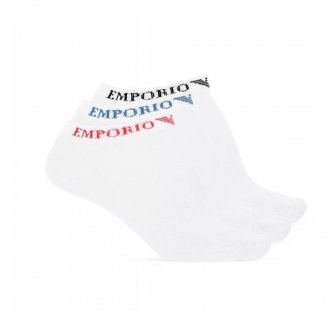 Lot de 3 paires de chaussettes basses Emporio Armani en coton blanc