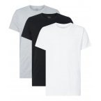 T-shirts en coton gris uni coupe droite avec un col rond et avec nom de la marque sur la hanche