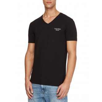 T-shirt col V Calvin Klein en coton noir